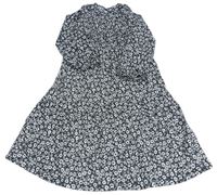 Černo-bílé květované lehké šaty River Island