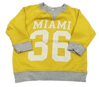 Okrovo-šedá mikina s nápisem a číslem H&M