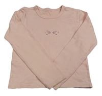 Světlerůžové crop triko s kvítky 