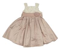 Světlerůžovo-bílé slavnostní šaty s 3D květy Mothercare