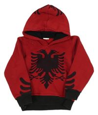 Červeno-černá mikina s orlicí a kapucí 