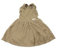 Pískové manšestrové šaty s výšivkami Mothercare