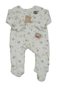 Nové - Bílý vzorovaný zateplený overal se zvířaty Nutmeg