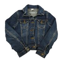 Tmavomodrá crop riflová bunda s kapsami GAP