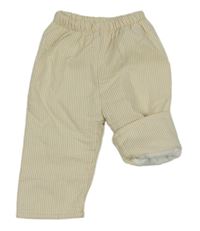 Béžové pruhované zateplené kalhoty 