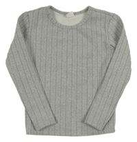 Šedé vzorované žebrované úpletové thermo triko Shein