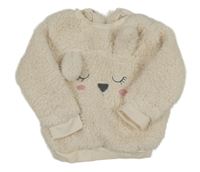 Smetanová huňatá mikina s čumákem 