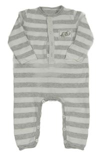 Šedo-bílý pruhovaný pletený overal Mothercare