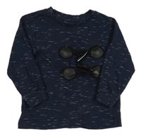 Tmavomodré melírované triko s knoflíky Matalan