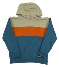 Modro-béžovo-oranžová mikina s kapucí Pep&Co