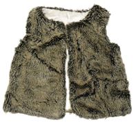 Hnědo-černá kožešinová podšitá vesta F&F