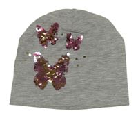 Šedá melírovaná mikina s motýlky z flitrů H&M