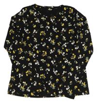 Černo-žluté květované triko 