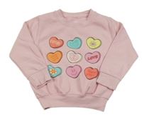 Světlerůžová mikina se srdíčky 