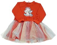 Červené teplákové šaty s jednorožcem a tylovou sukní 