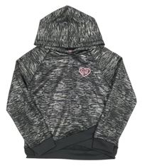 Šedo-stříbrná melírovaná sportovní mikina s kapucí 