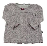 Šedo-růžové květované triko 