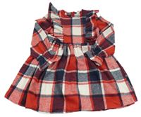 Červeno-tmavomodro-bílé kostkované šaty s volánky shein