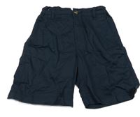 Tmavomodré plátěné kraťasy H&M