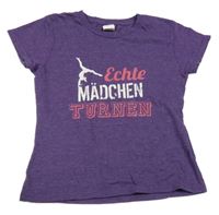 Fialové tričko s nápisem Fruit of the Loom