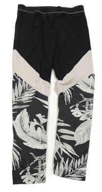 Černo-růžové sportovní legíny s listy Next