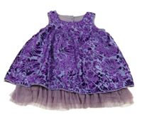 Fialová květovaná sametová tunika 