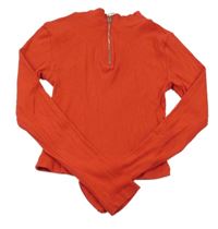 Červené žebrované crop triko New Look