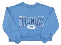 Modrá crop mikina s nápisem New Look