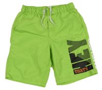 Zelené plážové kraťasy s nápisem Chapter young