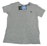 Nové - šedé melírované tričko s výšivkou
