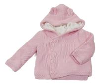 Růžový podšitý zavinovací svetr s kapucí Mothercare