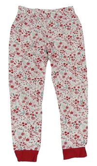 Bílo-červené květované pyžamové kalhoty Nutmeg