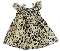 Béžovo-černé šaty s leopardím vzorem Shein