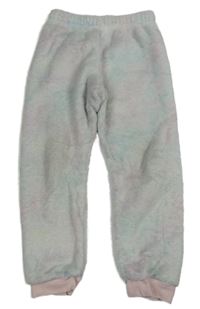 Světlerůžovo-modré pastelové plyšové pyžamové kalhoty Nutmeg