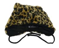 Béžovo-hnědo-černá kožešinová čepice s leopardím vzorem H&M