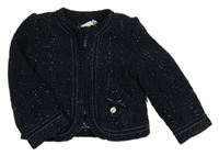 Tmavomodrý třpytivý zateplený vlněný kabátek s mašlí Jasper Conran