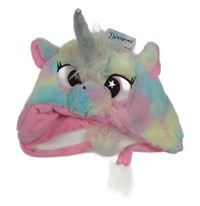 Nové - Barevná batikovaná plyšová čepice - jednorožec 