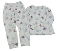 Bílo-lila plyšové pyžamo s Annou a Elsou Next