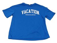 Modré úpletové tričko s nápisy Shein