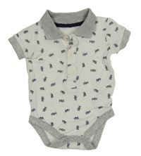 Bílo-šedo-tmavomodré body se zebrami a límečkem George