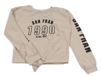 Světlerůžová crop mikina s nápisy a číslem H&M