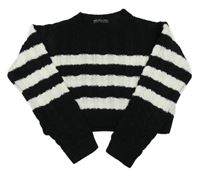 Černo-bílý pruhovaný vzorovaný crop svetr Select