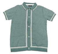 Zeleno-bílá melírovaná propínací svetrová vesta Next