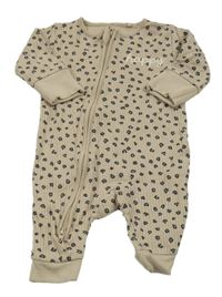 Béžovo-černý žebrovaný overal s leopardím vzorem a nápisem Next