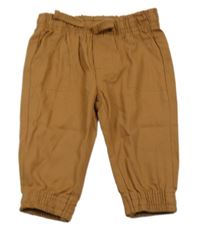 Hnědé plátěné cuff kalhoty 