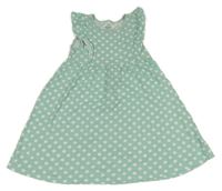 Mintovo-bílé puntíkaté šaty s volánky Topolino