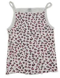 Bílo-černo-růžový žebrovaný top s leopardím vzorem Y.F.K.