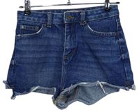 Dámské tmavomodré roztřepené riflové kraťasy Denim 