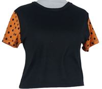 Dámské černo-oranžové crop tričko Lacati 