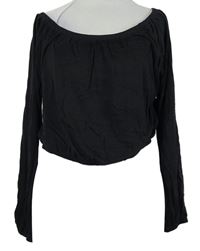 Dámské černé crop triko s lodičkovým výstřihem New Look 